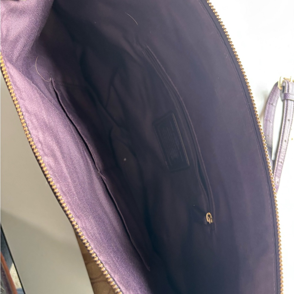Coach Signature Brown and Purple Shoulder Bag - Picture 8 of 9